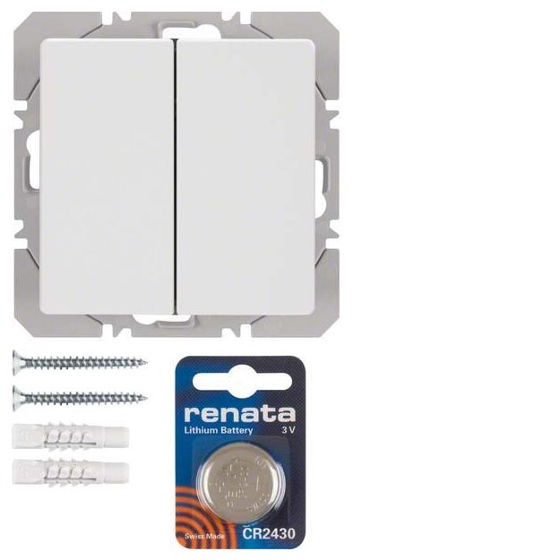 Berker 85656229 KNX-Funk Wandsender 2-fach flach Quicklink Q.1/Q.3 Polarweiß samt