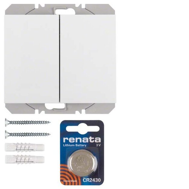 Berker 85656279 KNX-Funk Wandsender 2-fach flach Quicklink K.1 Polarweiß glänzend