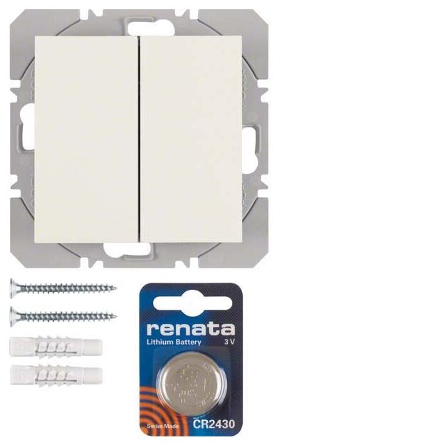 Berker 85656282 KNX-Funk Wandsender 2-fach flach Quicklink S.1 Weiß glänzend