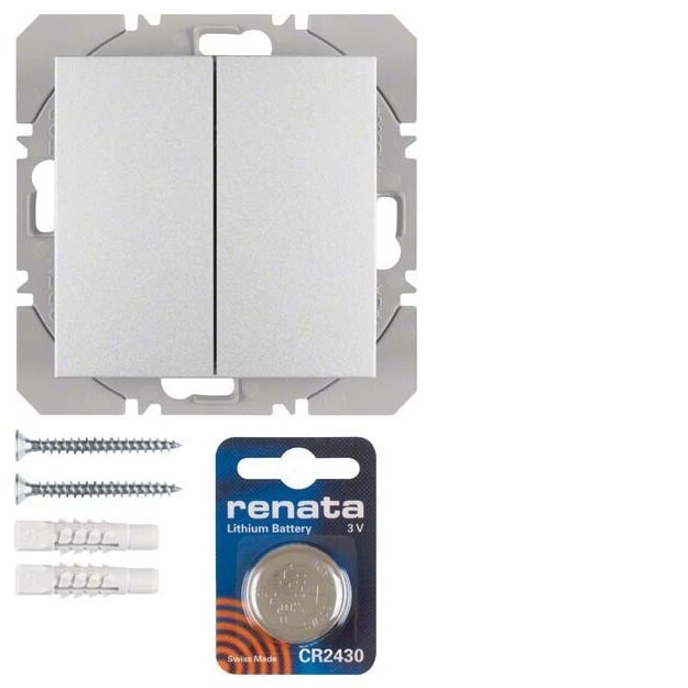 Berker 85656283 KNX-Funk Wandsender 2-fach flach Quicklink B.7 Alu matt