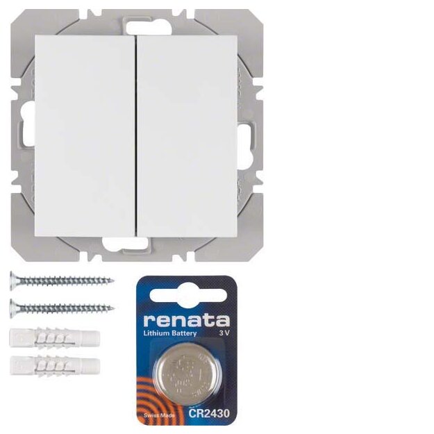 Berker 85656288 KNX-Funk Wandsender 2-fach flach Quicklink S.1/B.3/B.7 Polarweiß matt