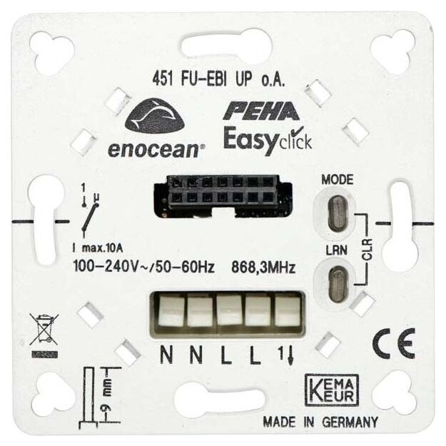 Peha 00364516 EnOcean Easyclickpro Empfänger Unterputz mit Tragplatte 1 Kanal