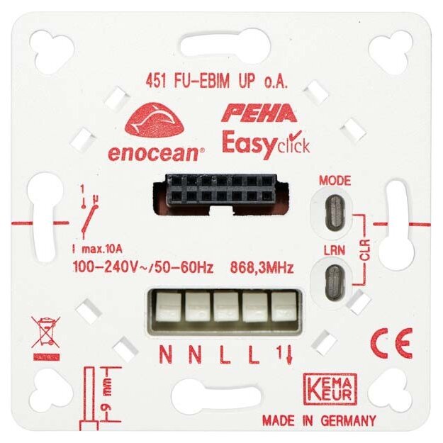 Peha 00366656 EnOcean Easyclickpro Empfänger Unterputz mit Tragplatte 1-Kanal mit Energiemessung