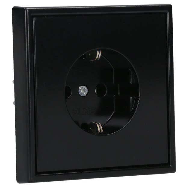 Jung Serie LS Komplett-Set Schwarz: LS981SW Rahmen 1-fach + LS1520SW SCHUKO® Steckdose
