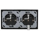 Jung Serie LS Komplett-Set Schwarz: LS982SW Rahmen 2-fach + 2x LS1520SW SCHUKO® Steckdose