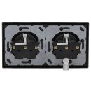 Jung Serie LS Komplett-Set Schwarz: LSAC582SW Rahmen 2-fach + 2x LS1520KISW SCHUKO® Steckdose mit Berührungsschutz