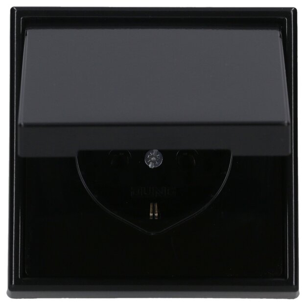 Jung Serie LS Komplett-Set Schwarz: LS981SW Rahmen 1-fach + LS1520KLSW SCHUKO® Steckdose mit Klappdeckel