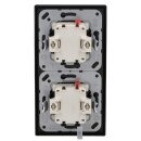 Jung Serie LS Komplett-Set Schwarz: LS982SW Rahmen 2fach + 2x 506U Wippschalter Universal Aus-Wechsel + 2x LS990SW Wippe