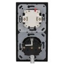 Jung Serie LS Komplett-Set Schwarz: LS1520KISW SCHUKO® Steckdose mit Berührungsschutz + LS990SW Wippe + 506U Wippschalter Universal Aus-Wechsel + LS982SW Rahmen 2fach