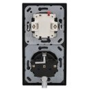 Jung Serie LS Komplett-Set Schwarz: LS1520SW SCHUKO® Steckdose + LS990SW Wippe + 506U Wippschalter Universal Aus-Wechsel + LS982SW Rahmen 2fach