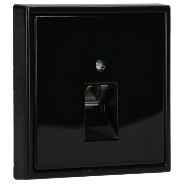 Jung Serie LS Komplett-Set Schwarz: Cat.6A iso-Anschlussdose + LS969-1UASW Abdeckung f. IAE/UAE-Anschlussdose + LS981SW Rahmen 1-fach