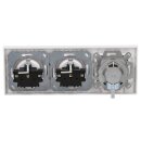 Jung Serie A Komplett-Set Alpinweiß: Cat.6A iso-Anschlussdose UAE-Cat.6A iso-8/8 Up 0 + A569-2BFPLUAWW Abdeckung f. IAE/UAE-Anschlussdose + 2x A1520WW SCHUKO Steckdose + A5583BFWW 3-fach Rahmen