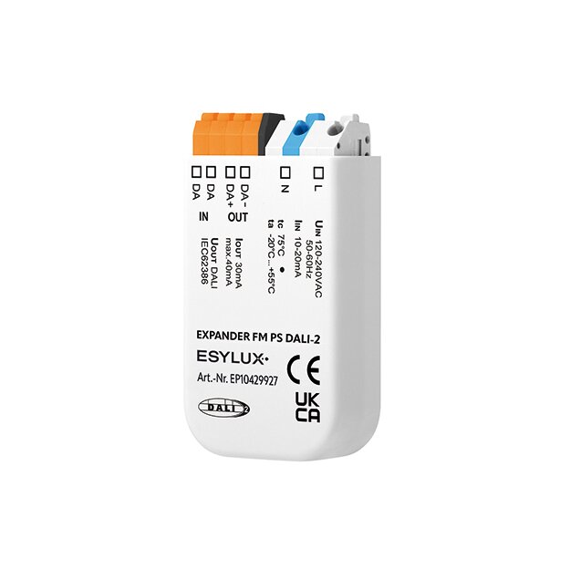 Esylux EP10429927 DALI-2-Erweiterung (Expander) für die Steuerung zusätzlicher DALI-2-Betriebsgeräte über eine einzige DALI-Adresse EXPANDER FM PS DALI-2