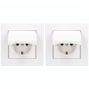 2x JUNG A IP 44 Set Alpinweiß: A1520KLWW SCHUKO Klappdeckelsteckdose + 551WU Dichtungsflansch + A5581BFWW Rahmen 1-fach