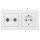 Jung Serie A Komplett-Set Alpinweiß: Antennensteckdose EDU 04 F + A561PLTVWW Abdeckung f. Antennen-Steckdose + A1520WW SCHUKO Steckdose +  A5582BFWW Rahmen 2-fach