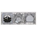 Jung Serie A Komplett-Set Alpinweiß: Triax EDA 302 F Antennendose 3-Loch SAT/TV/R + A561PLSATWW Abdeckung + Cat.6A Anschlussdose + A569-2BFPLUAWW Abdeckung + A1520WW Steckdose + A5583BFWW Rahmen 3-fach