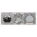 Jung Serie A Komplett-Set Alpinweiß: Antennensteckdose EDU 04 F + A561PLTVWW Abdeckung + Cat.6A Anschlussdose + A569-2BFPLUAWW Abdeckung + A1520WW SCHUKO Steckdose + A5583BFWW Rahmen 3-fach