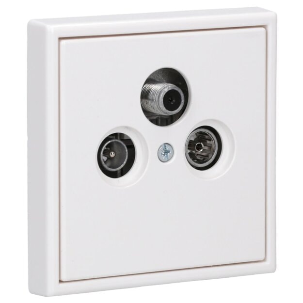 Jung Serie LS Komplett-Set Alpinweiß: Triax EDA 302 F Antennendose 3-Loch Stichdose SAT/TV/R + LS990SATWW Abdeckung f. SAT-TV-Steckdose + LS981WW Rahmen 1-fach