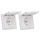 JUNG LS IP 44 Set Alpinweiß 2x: LS1520KLWW SCHUKO Steckdose m. Klappdeckel + 551WU Dichtungsflansch + LS981WW Rahmen 1-fach
