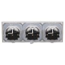 JUNG LS IP 44 Set Alpinweiß: 3x LS1520KLWW SCHUKO Steckdose m. Klappdeckel + 3x 551WU Dichtungsflansch + LS983WW Rahmen 3-fach