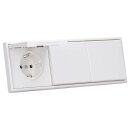 JUNG LS IP 44 Set Alpinweiß: 3x LS1520KLWW SCHUKO Steckdose m. Klappdeckel + 3x 551WU Dichtungsflansch + LS983WW Rahmen 3-fach