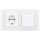 Gira Set: Steckdose 445303 + Wippschalter 310600 + 2fach Rahmen 021212 + Wippe 329603
