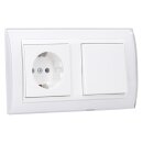 Gira Set: Steckdose 418803 + Wechselschalter 310600  + Wechselwippe 329603 + 2fach Rahmen 0212723