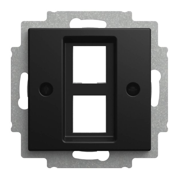 Busch-Jaeger 2561-02-915 Zentralscheibe mit Tragring 2-fachModular-Jack Busch-balance® SI Schwarz matt 2CKA001753A0242
