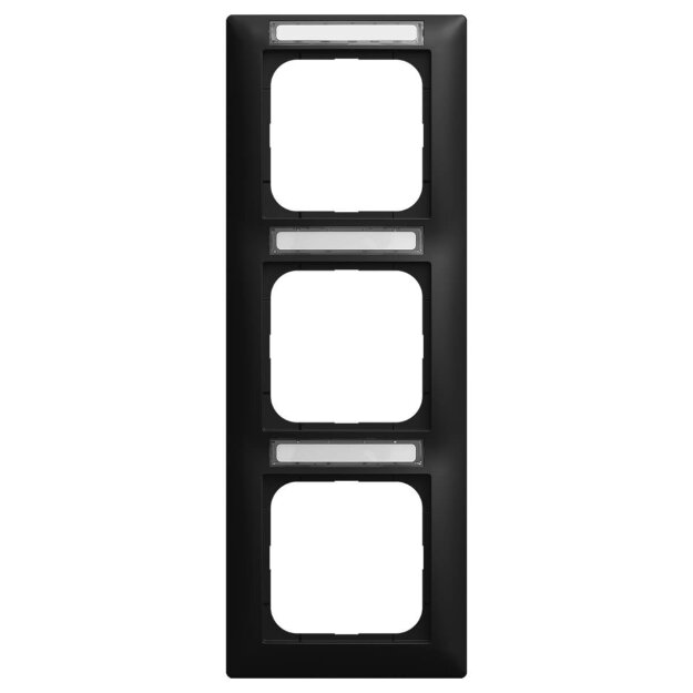 Busch-Jaeger 1723 NSK-915 Abdeckrahmen 3-fach mit Sichtfenster senkrecht Busch-balance® SI Schwarz matt 2CKA001754A4942