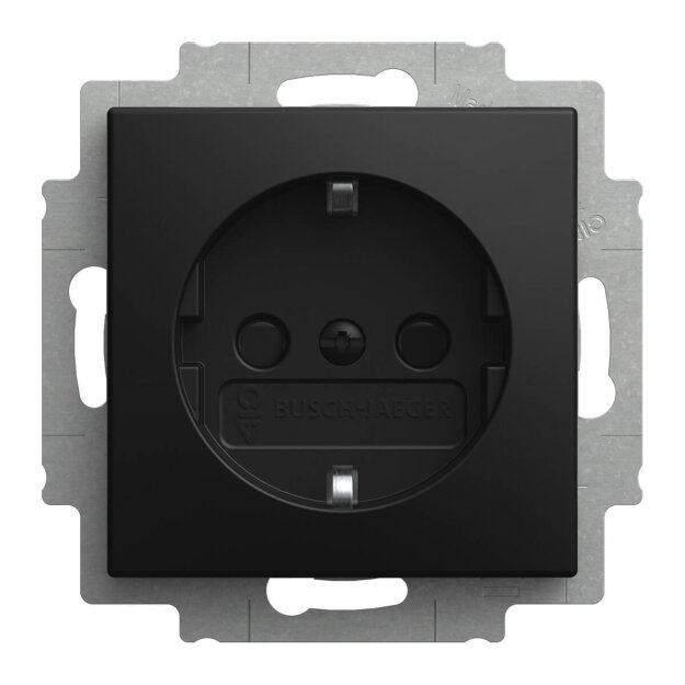Busch-Jaeger 20 EUCBLI-915 SCHUKO® Steckdose Safety+ mit Nachtorientierungslicht/Steplight® Schwarz matt 2CKA002013A5537