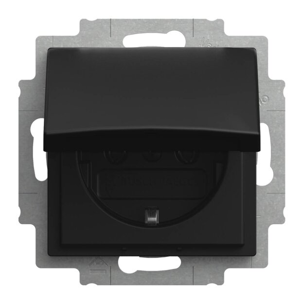 Busch-Jaeger 20 EUK-915 SCHUKO® Steckdosen-Einsatz mit Klappdeckel Busch-balance® SI Schwarz matt 2CKA002018A1587