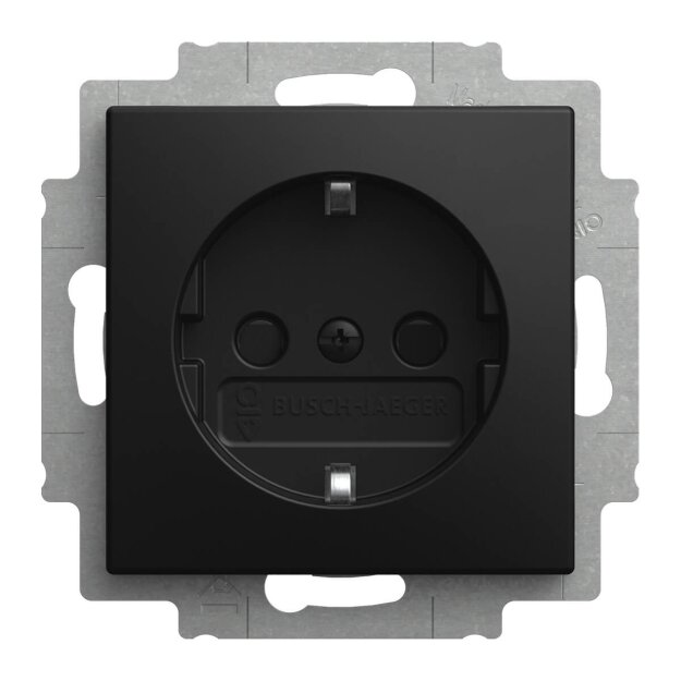 Busch-Jaeger 20 EURB-915 SCHUKO® Steckdosen-Einsatz Safety+ Ohne Spreize Busch-balance® SI Schwarz matt 2CKA002013A5542