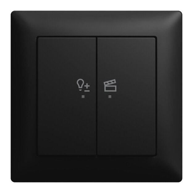 Busch-Jaeger 62851 UJ-915-WL LED-Dimmer-Einsatz flex1-fach Komplettset mit 2-fach BedienelementWireless Schwarz matt 2CKA006200A0951
