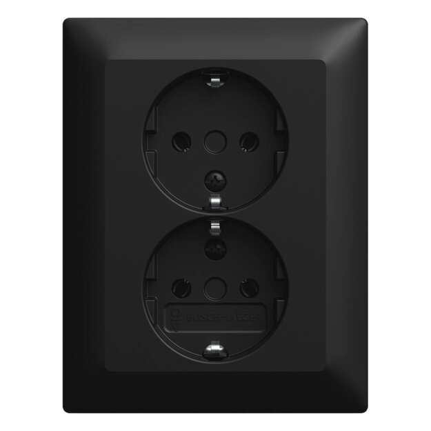 Busch-Jaeger 202 EUJ-915 SCHUKO® Doppelsteckdose volle Abdeckung Busch-balance® SI Schwarz matt 2TKA00005985