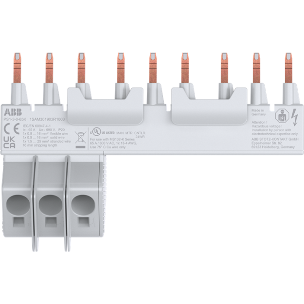 ABB PS1-3-0-65K 3-Phasen Sammelschiene 3x MS132-K 65A 1SAM301903R1003