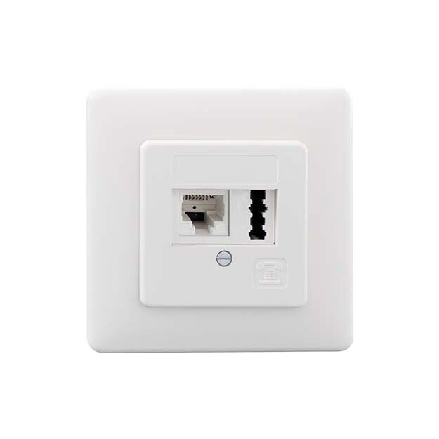 Rutenbeck UAE/TAE-Anschlussdose 2-fach Unterputz 2 x 6-polig 2 x 6 Schraubkontakte Reinweiß IAE/UAE 8-TAE 6 F+N Up rw