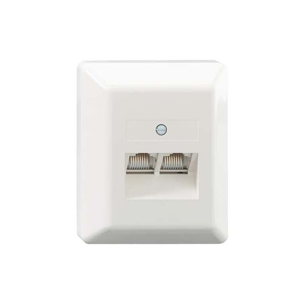 Rutenbeck UAE-Anschlussdose 2-fach Aufputz 2 x 8-polig 8 Schraubkontakte Reinweiß UAE 2x8 Ap rw