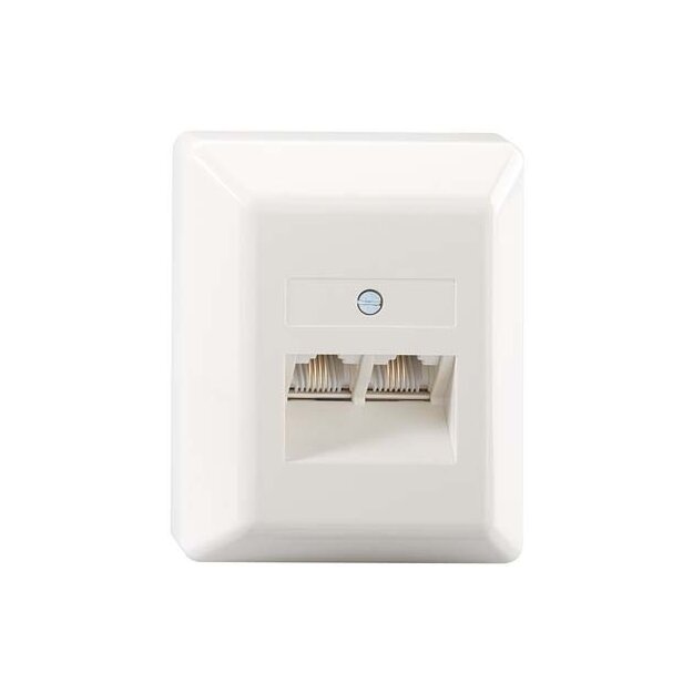 Rutenbeck UAE-Anschlussdose 2-fach Aufputz mit schaltbaren Widerständen 2 x 4-polig 4 Schraubkontakte Reinweiß IAE/UAE 2x8 TRS Ap rw