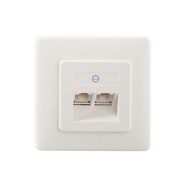 Rutenbeck UAE-Anschlussdose (RJ45-Dose) 2-fach Unterputz mit schaltbaren Widerständen 2 x 4-polig 4 Schraubkontakte Reinweiß IAE/UAE 2x8 TRS Up rw