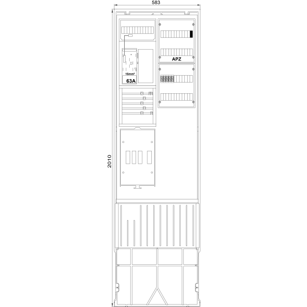 F-Tronic 7160181 Zähleranschlusssäule 2-feldrig H=2010mm eHZ 16mm² O hne Haube ZSA202-2-eHZ16-APZ-HAK-HO ZSA202-2-eHZ16APZHAK