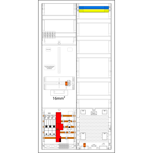 F-Tronic 7190214 Zählerplatz-Set 3HZ721APZ50B6ÜS-16 1 ZP 16mm² 1 VAPZ inklusive APL SLS50A SPVGB6 ÜSS 2 PPV PL100