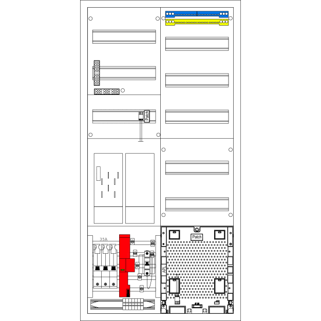 F-Tronic 7195076 Zählerplatz-Set 3HZ732APZB10-16 2 ZP 16mm² 1 VAPZ inklusive APL SPVGB10 2 PPV 1 PL150