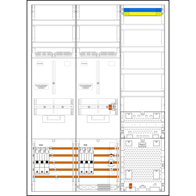 F-Tronic 7190505 Zählerplatz-Set 3HZ732APZRFZ63B6 2 ZP 1 VAPZRFZ inklusive APL SLS 63A SPVGB6 2 PPV 1 PL150