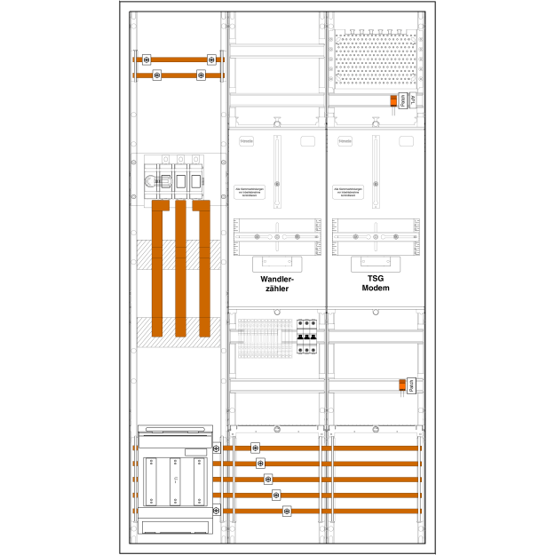 F-Tronic 7198252 Wandlerschrank 3.HZ 200A 3HZ931TAPZW200FNN,NH1-Trenner Wandlertrennklemme FNN 3HZ931TAPZW200FNN