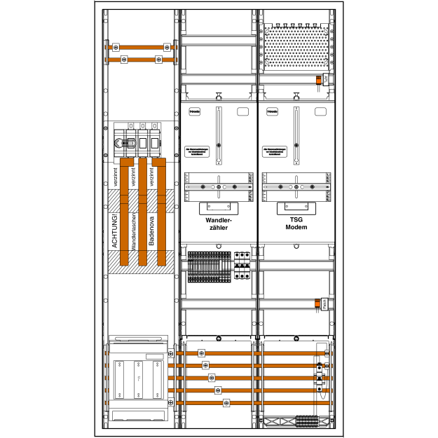F-Tronic 7198255 Wandlerschrank 3.HZ 200A 3HZ931TAPZW200BN,NH1-Trenner Badenova 3HZ931TAPZW200BN