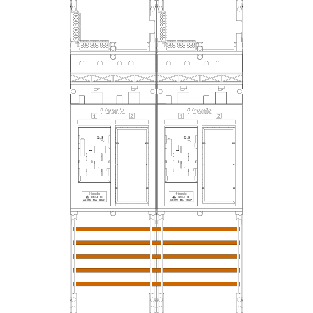 F-Tronic 7140142 Zählerfeld ER25 2-feldrig H=900mm 2-eHZ 2 Reserveplatz