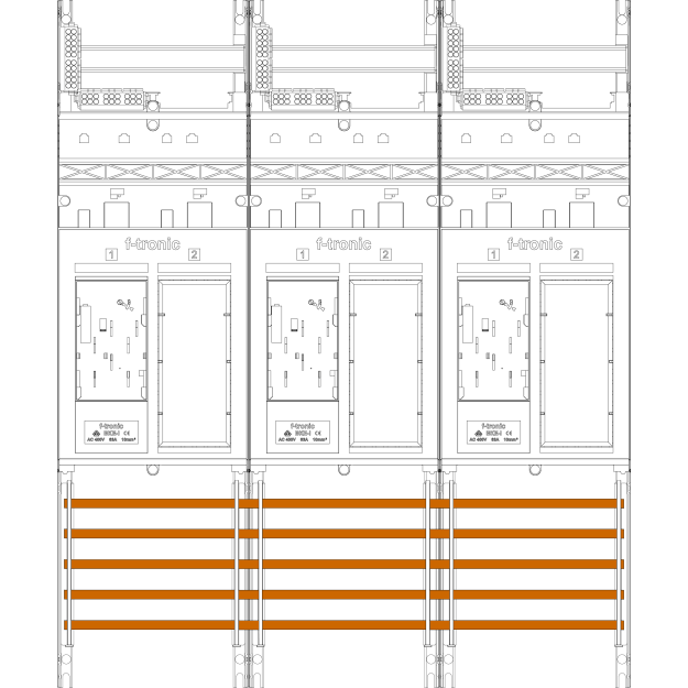 F-Tronic 7140143 Zählerfeld ER35 3-feldrig H=900mm 3-eHZ 3 Res. ER35