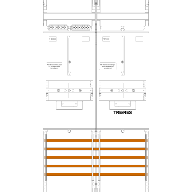 F-Tronic 7140171 Zählerfeld Z14R14 2-feldrig H=900mm 1-3.HZ 1 Reserveplatz