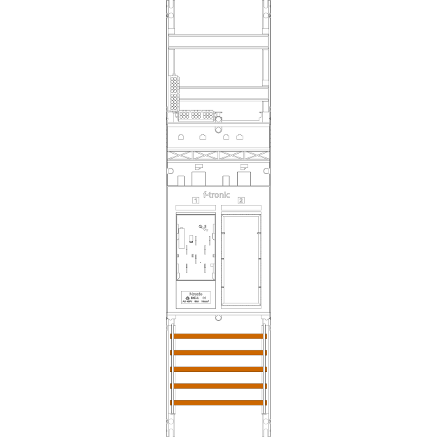 F-Tronic 7141001 Zählerfeld ER6L 1-feldrig H=1050mm 1-eHZ lange Kabel 1 Reserveplatz