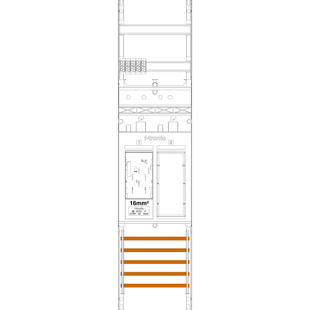 F-Tronic 7141004 Zählerfeld ER6-16 1-feldrig H=1050mm 1-eHZ 16mm² 1 Res. ER6-16